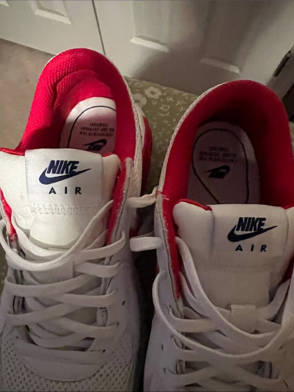 Nike White Sneakers with Red Inner Lining